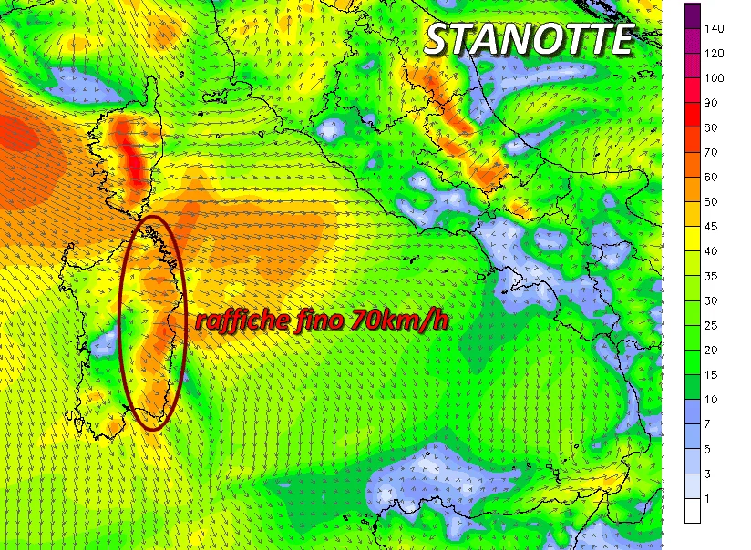 wgust 141 - Da stasera rinforza il maestrale: i dettagli sulle raffiche attese