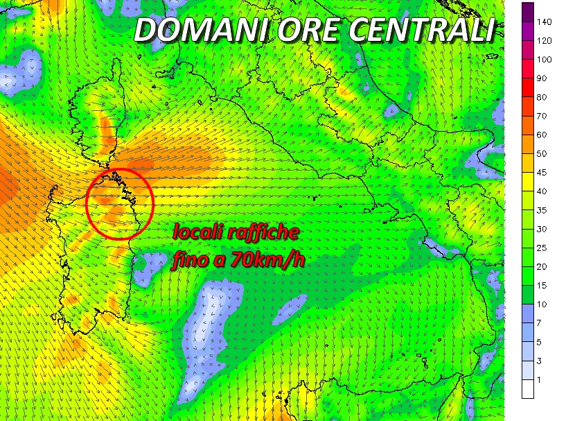 wgust 253 - Da stasera rinforza il maestrale: i dettagli sulle raffiche attese