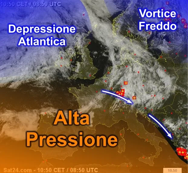 meteosat1 - Perturbazione prova a scalfire l'Anticiclone