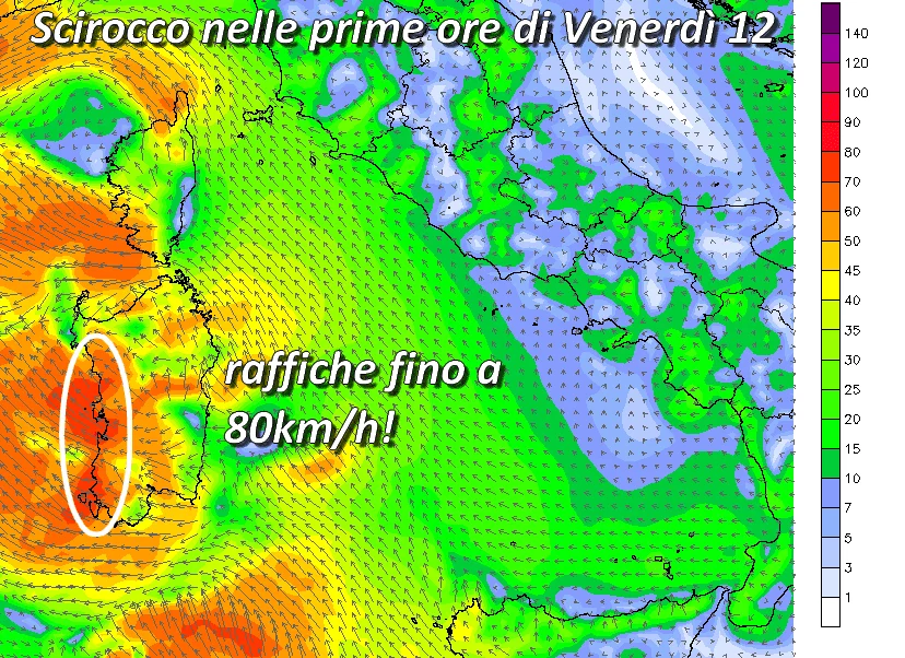 wgust 40 - Da domani sera rinforza lo scirocco: attese raffiche fino a 80 km/h!