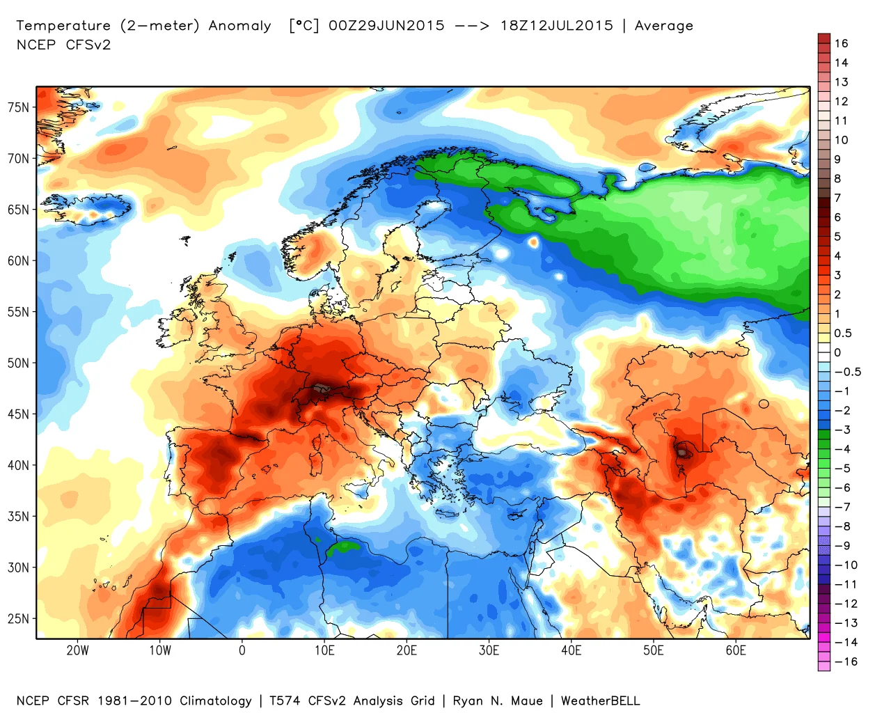 Anomalie termiche2 - Ecco quanto ha fatto caldo nelle prime 2 settimane di Luglio