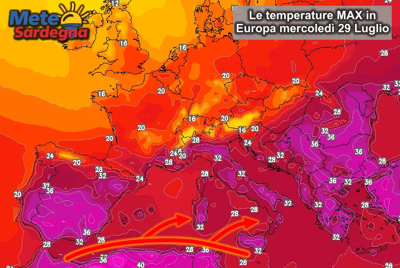 Caldo africano - Caldo mostruoso sul Nord Africa: punta la Sardegna