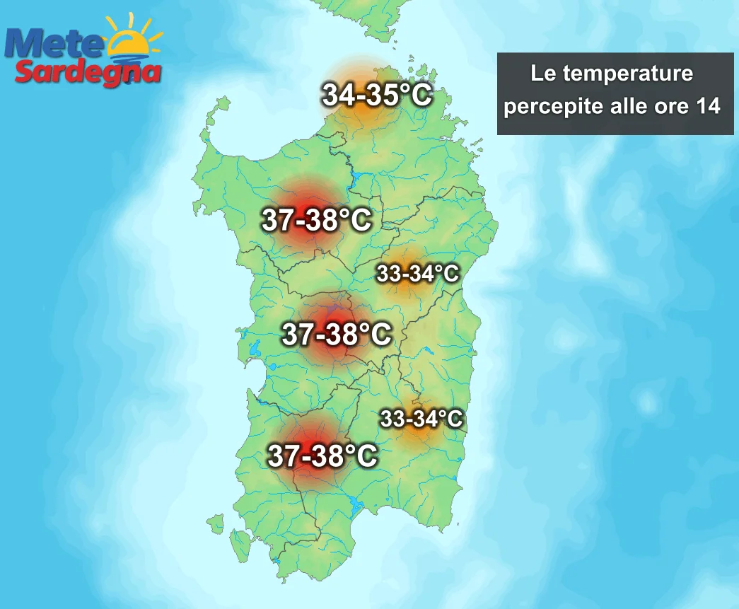 Indice di calore - Le temperature che percepiremo alle ore 14