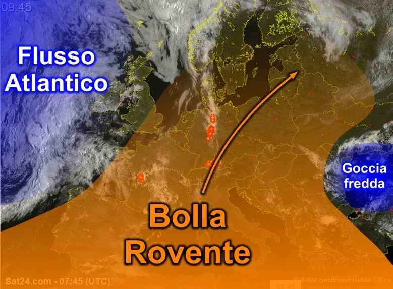 MeteoSat1 - La "bolla rovente" è tra le Baleari e la Sardegna