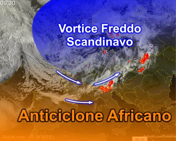 MeteoSat4 - Perturbazioni si avvicinano da nord: imminente il cambiamento