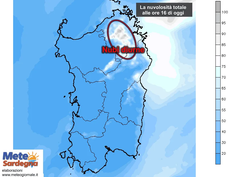 Nuvolosità totale1 - Oggi si rivedrà qualche nube diurna sui rilievi