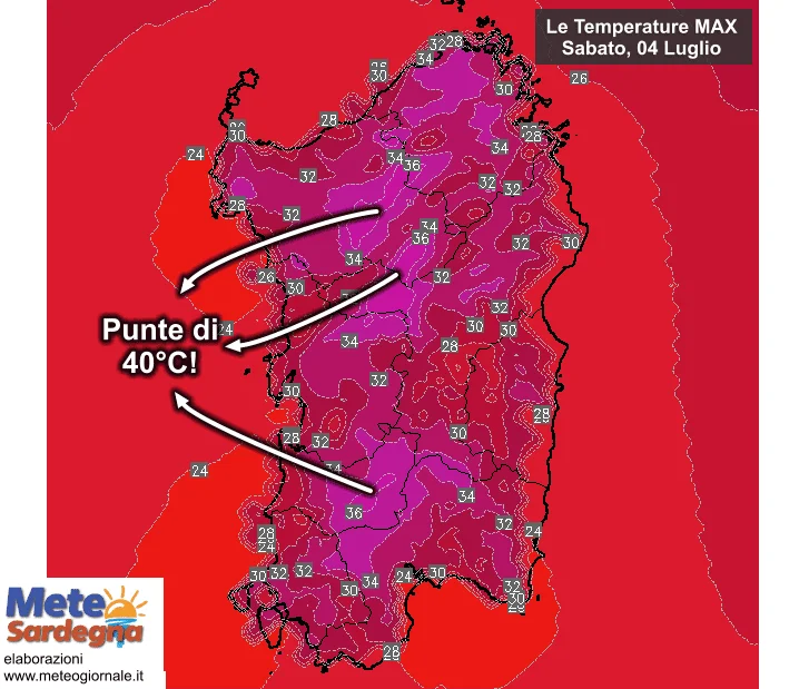 Temperature Max - Confermiamo: oggi si "rischiano" 40°C!