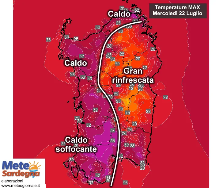 Temperature massime13 - Oggi incredibili differenze termiche: chi al caldo, chi al fresco