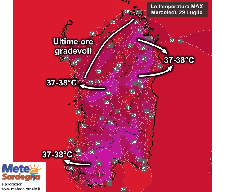 Temperature massime19 - Oggi termometri su: picchi di 38°C