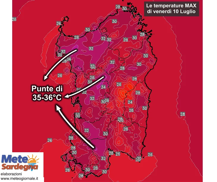 Temperature massime5 - Oggi tornerà il caldo a ovest