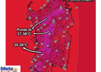 Temperature massime9 350x250 - Aria prossima alla saturazione lungo le coste!