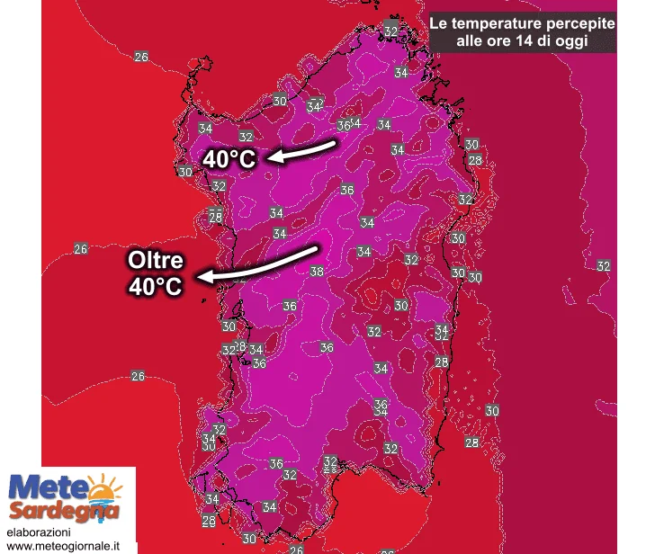 Temperature percepite1 - La Sardegna è un forno: oggi 40°C e oltre