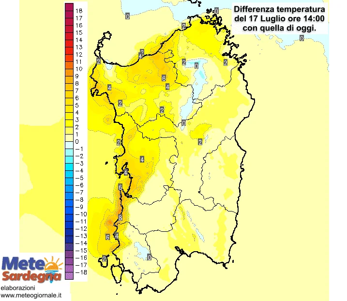 Variazioni temperatura1 - Venerdì ulteriori aumenti di temperatura: violenti a ovest