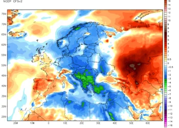 ncep cfsr europe t2m 2weeks anom 350x250 - Bolla rovente sahariana ormai sulla Sardegna