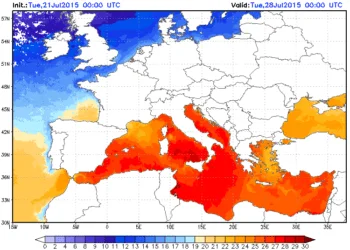 sst mediterraneo 350x250 - In arrivo una calda notte sul sud Sardegna