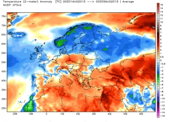 Anomalie Europa 350x250 - Prima dei temporali, il super caldo si sposterà a est