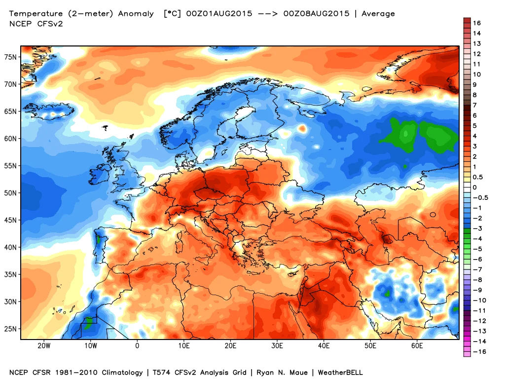 Anomalie termiche - Bilancio prima settimana d'agosto: prosegue il caldo anomalo