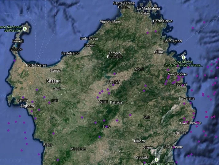 Fulminazioni - Frequenti fulminazioni notturne su centro nord dell'Isola