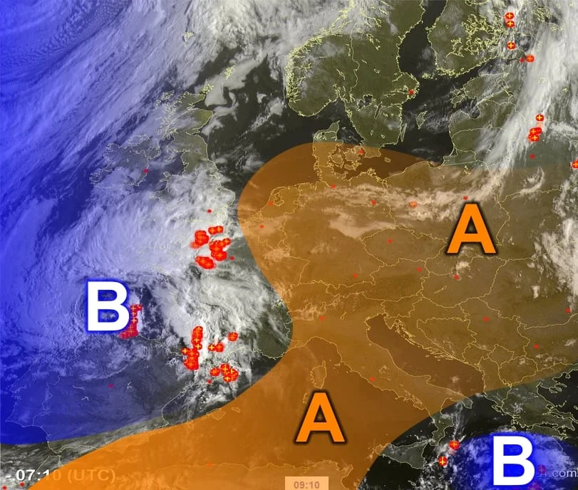 Meteosat5 - Avanza la perturbazione di Ferragosto