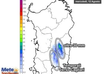 Precipitazioni 350x250 - Temporale in azione a nord est di Cagliari