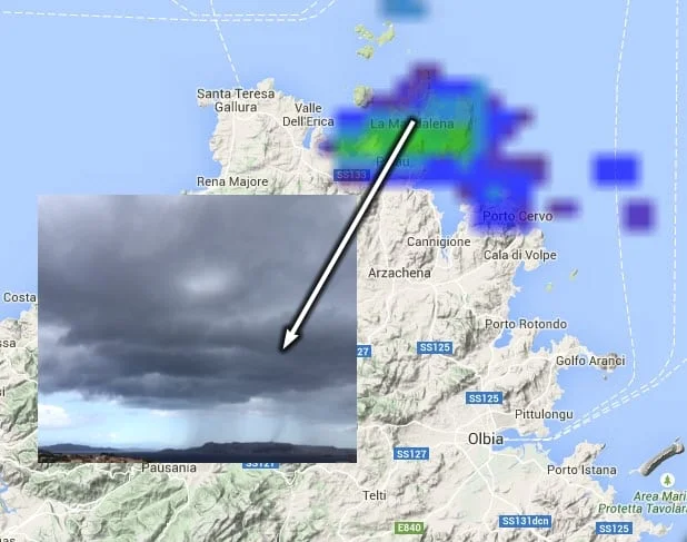 Rovescio - Piogge mattutine sull'alta Gallura