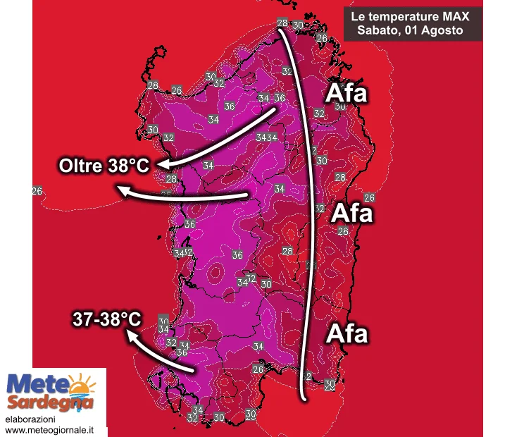 Temperature massime - Nubi sì, ma anche gran caldo: oggi punte di 39°C