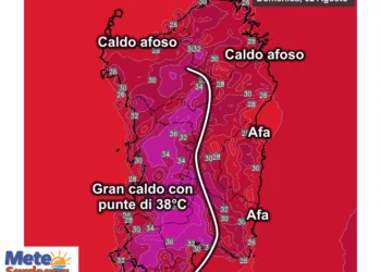 Temperature massime1 350x250 - Mercoledì Sardegna divisa tra caldo torrido e afoso