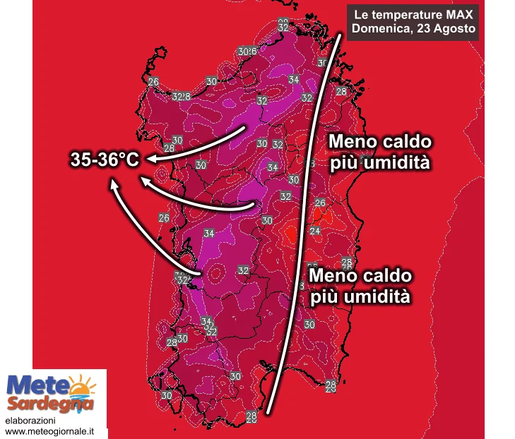 Temperature massime15 - Oggi farà discretamente caldo, ma non ovunque