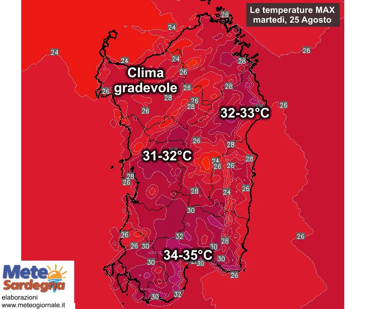 Temperature massime17 - Temperature massime gradevoli. Un po' di caldo su Cagliari