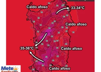 Temperature massime2 350x250 - Mercoledì Sardegna divisa tra caldo torrido e afoso