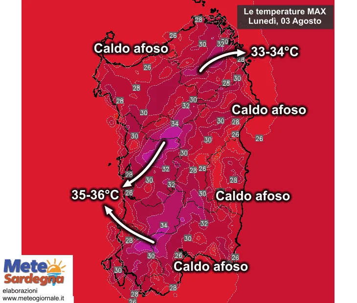 Temperature massime2 - Primo lunedì d'agosto con meno caldo per tutti