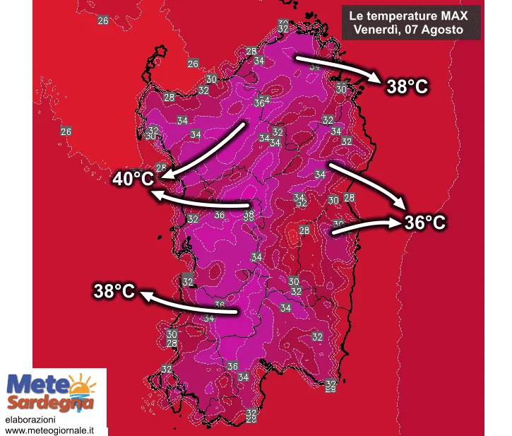 Temperature massime6 - Sardegna col "mal d'Africa": anche oggi caldo esagerato