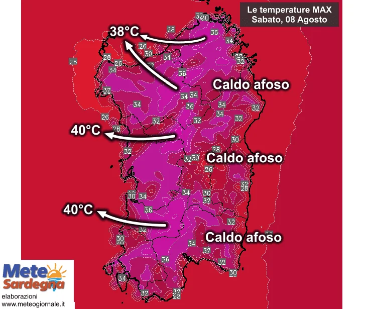 Temperature massime7 - Caldo, un'altra giornata si sofferenza: anche oggi 40°C