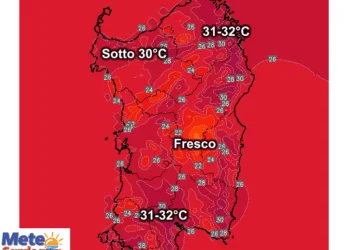 Temperature max 350x250 - Oggi un po' di caldo in Campidano. Clima gradevole altrove