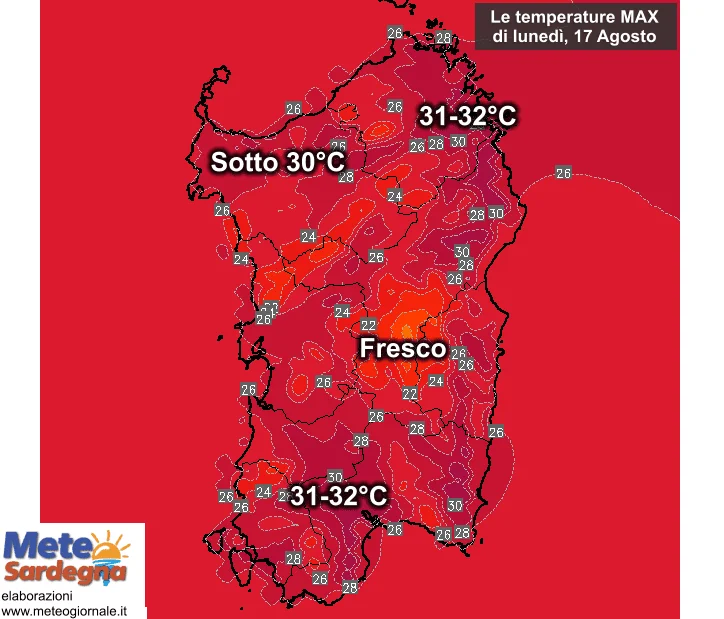 Temperature max - Temperature difficilmente sopra 30°C