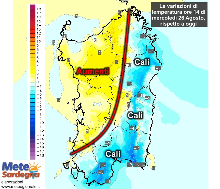 Variazioni termiche4 - Domani temperature in ulteriore calo. Ma non per tutti...