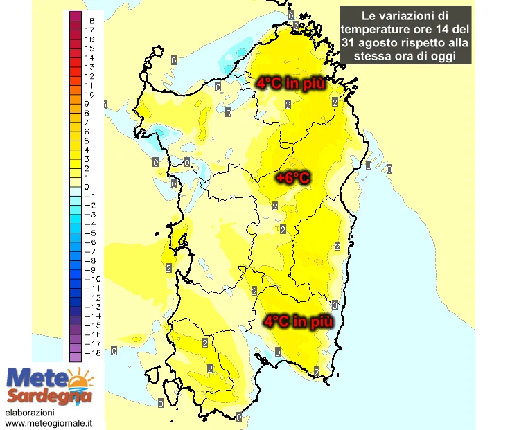 Variazioni termiche5 - Lunedì 31agosto la giornata con più caldo