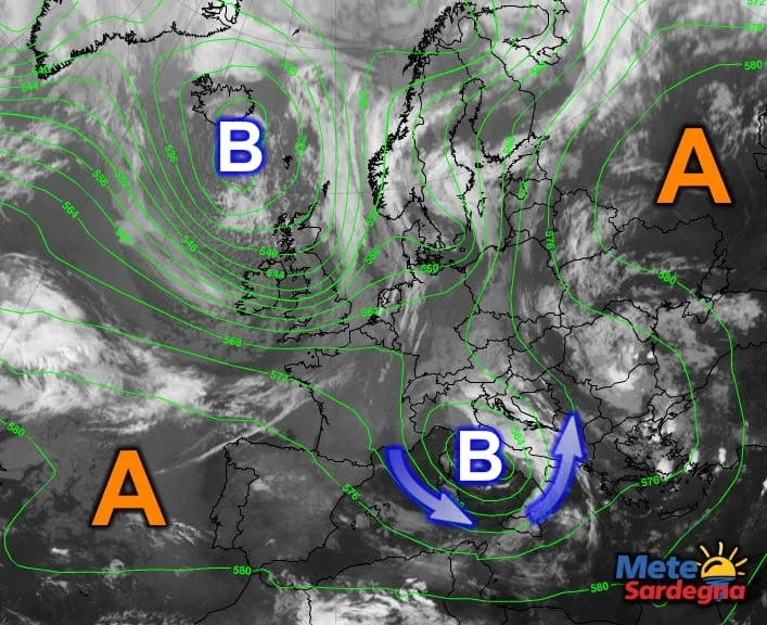 Meteosat14 - Perturbazione a ridosso della Sardegna, ma...