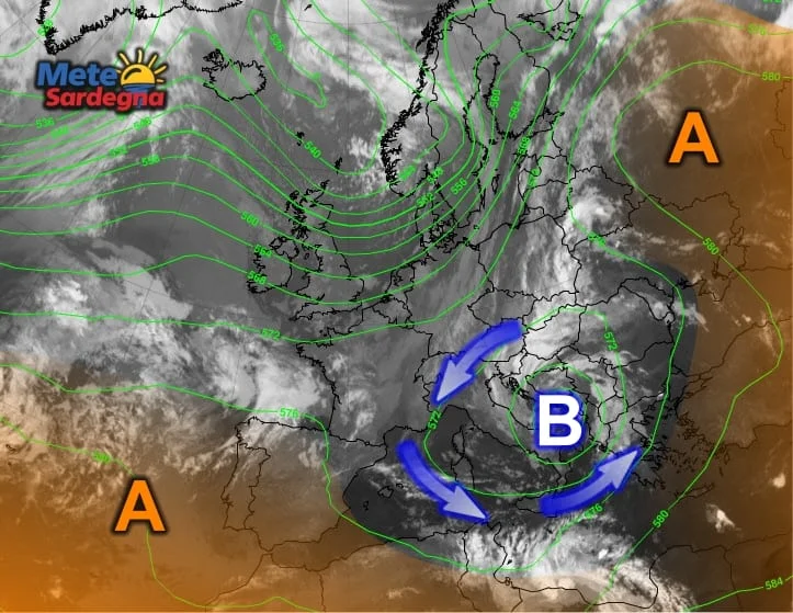 Meteosat15 - La perturbazione spingerà aria fresca instabile da est