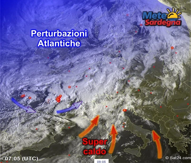 Meteosat7 - Super caldo, ci siamo. Ma per ora con poco sole