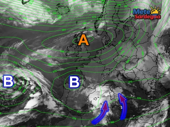 Meteosatsardegna - Ciclone in formazione a ovest della Sardegna