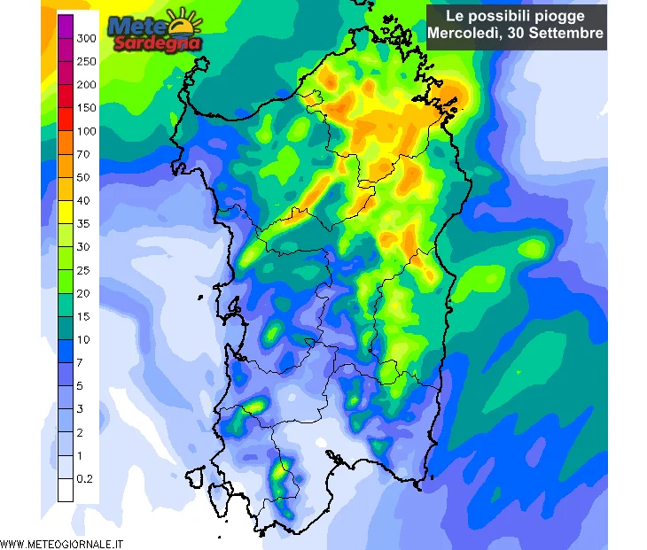 Piogge sardegna1 - Mercoledì 30 saranno possibili i primi nubifragi