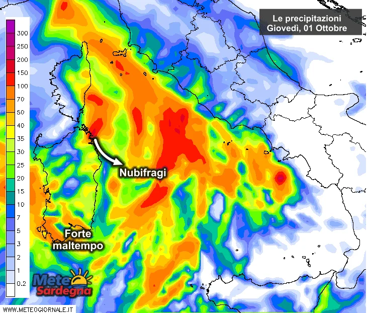 Piogge6 - Meteo avverso: criticità alta giovedì 01 Ottobre