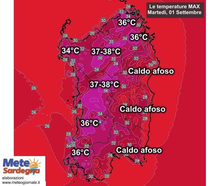 Temperature massime - Esordio autunnale col gran caldo: anche oggi punte di 37°C