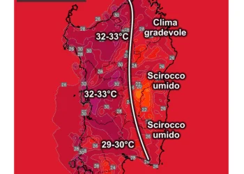 Temperature massime5 350x250 - Temporali in sviluppo sui rilievi della Gallura