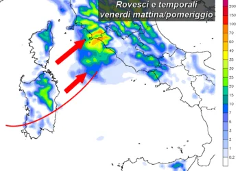 pcp12h 31 350x250 - Temporali da ovest: primi rovesci su coste occidentali