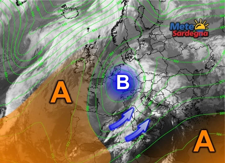 Meteosat4 - Ecco il Vortice di Bassa Pressione che alimenta il peggioramento