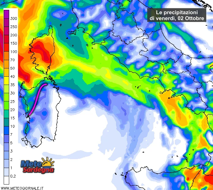 Piogge11 - Meteo 02 Ottobre: le piogge si sposteranno a ovest