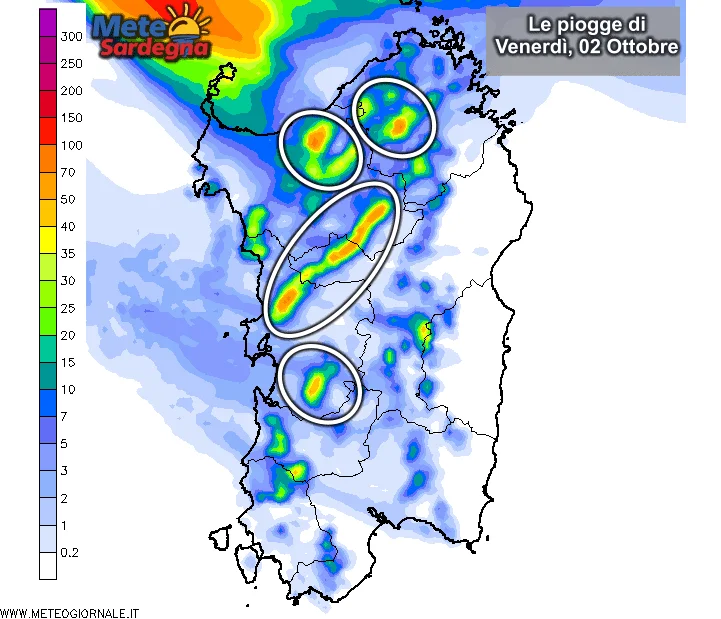 Piogge21 - Meteo 02 Ottobre: le piogge si sposteranno a ovest