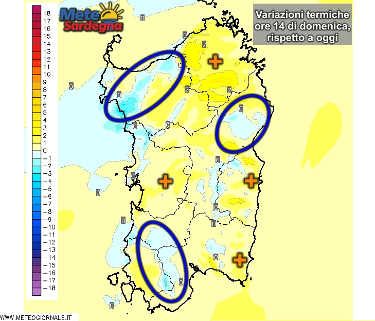 Temperature6 - Temperature: domenica ulteriori rialzi, ma anche cali